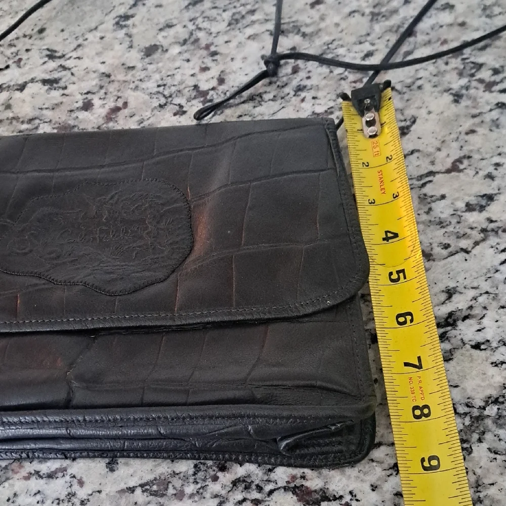 Carlos Falchi Black Croc-Embossed Crossbody Bag - Picture 10 of 11